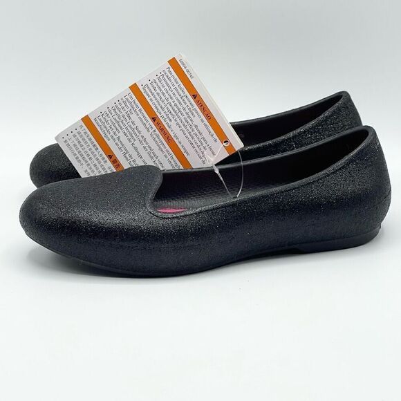 Crocs Eve black glitter slip-on flat sandals - Kids US 13 BNWT - Picture 5 of 9